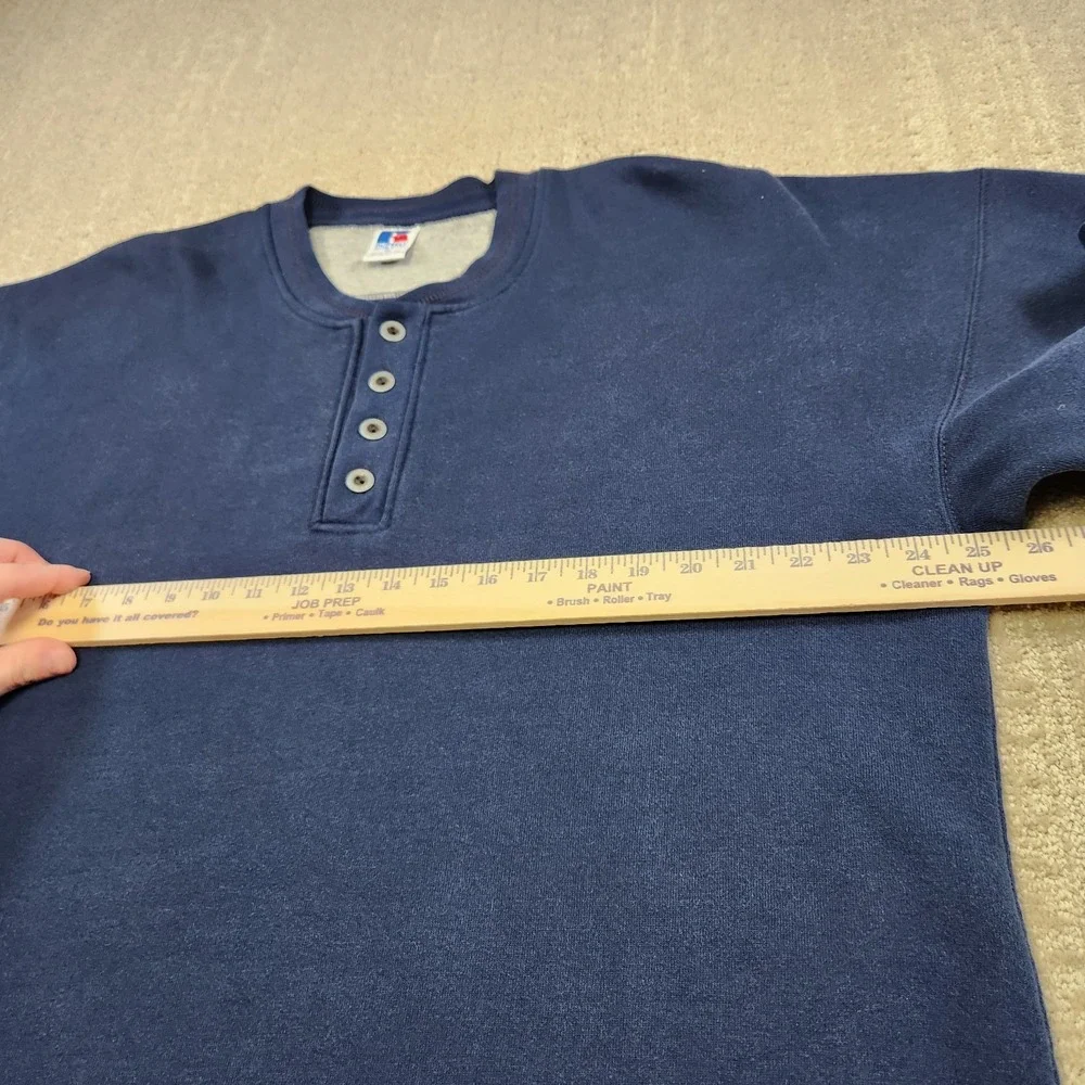 Vintage Russell Athletic Sweatshirt Men XL Henely Fleece Pullover USA‎ Made 90s
